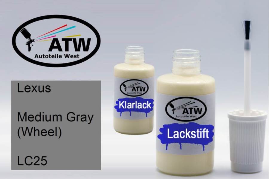 Lexus, Medium Gray (Wheel), LC25: 20ml Lackstift + 20ml Klarlack - Set, von ATW Autoteile West.